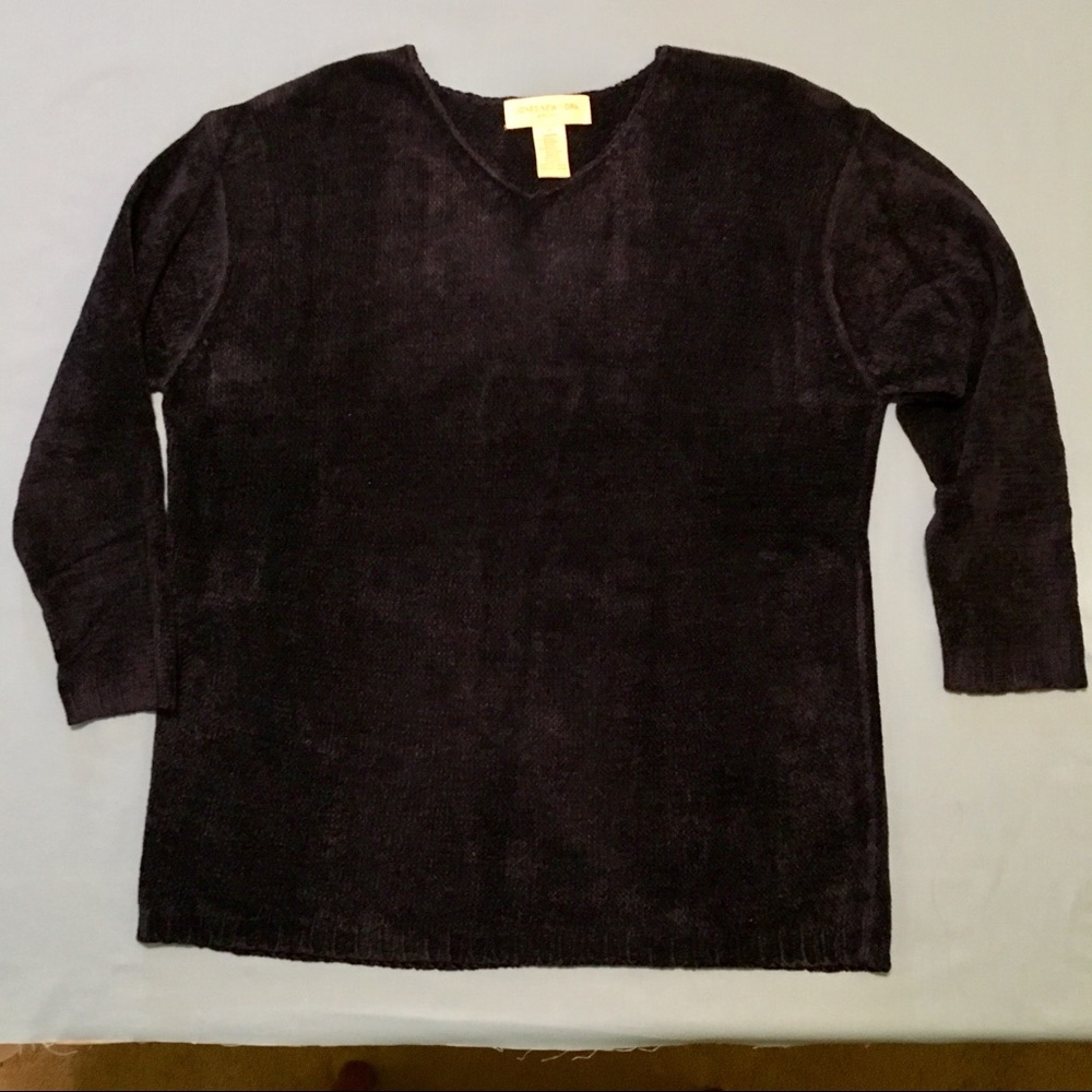 Jones New York Navy Chenille V-Neck Sweater NWOT